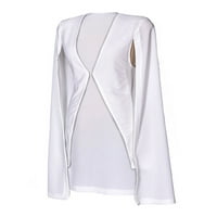 Voguele Women Cape kaput Otvoreni prednji blazer s dugim rukavima ogrtači Formalni bluže elegantni poslovni