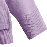 Wyongtao ženske odjeće džemper postavlja V-izrez pletene vrhove i visoke hlače za hlače sa visokim strukom, ljubičaste besplatne veličine