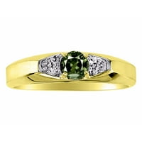 Muški prstenovi žuti pozlaćeni srebro klasični dizajn 6x ovalni dragulj i originalni dijamantni prsten
