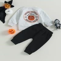 Novorođene dječake Boys Halloween Outfits Pundkin Print dugim rukavima i elastične hlače za odjeću za