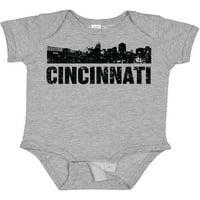 Inktastični Cincinnati Skyline Grunge Poklon Baby Boy ili Baby Girl Bodysuit