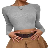 Ženski džemperi Ležerne prilike obične pulovere za okrugli izrez Grey M