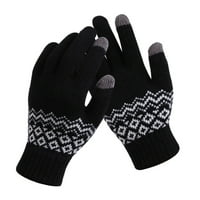 Frehsky tople rukavice muške i ženske rukavice za snježne pahulje, kreativni i moderni mobilni telefon sa zaslonom pletenim rukavicama, debelim i toplim zimskim odraslim crnim