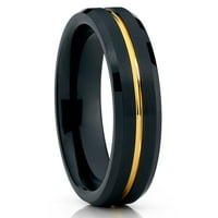 Black Tungsten Vjenčani prsten, žuto zlatni prsten, volfram prsten, volfram karbidne prsten, zaručni