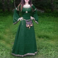 Plus veličina haljina modne žene tiskati kauzalni tipka V-izrez dugih rukava haljina za odmor zelena
