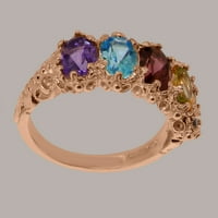 Britanci napravio je 10k Rose Gold Natural Multi Gemstone Womens Eternity prsten - Opcije veličine - Veličina 11