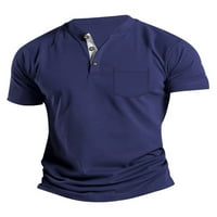Paille muški ljetni vrhovi V izrez polo majica kratki rukav majica Atletski rad Majica Navy Blue 2xl