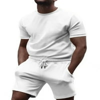 Abtel Men TrackSit Set Dvije majice i kratke hlače Obitvene odjeće Mens Casual Fitness PJS setovi bijeli 2xl