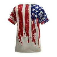 OAVQHLG3B 4. jula odijela za ženska američka zastava T majica Ljetni vrhovi za žene ljeto V-izrez kratki