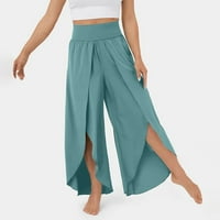 Žene split noga joga pant visoki struk široki noga hlače ljetne modne hlače za dame plus veličine hlače