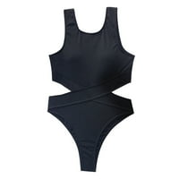 Kupaći kostimi za starije žene, axxd jednodijelni okrugli vrat Čvrsti bikini push-up kupaći kostimi