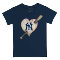 Dojenčad Tiny Turpap mornarica New York Yankees Heart Bat Majica