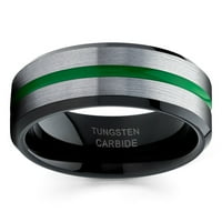 Muške crne volfram prsten zeleni volframovi prsten prsten Green Tungsten Ring Comfort fit