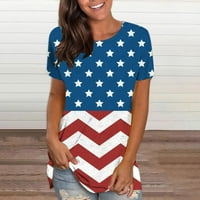 Košulje od 4. jula Žene Američke zastava Thirts Stills Bluse Striped Stars Print Top Summer Ležerne