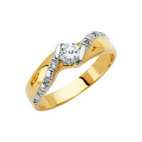 Jewels 14k žuti zlatni prsten Muški kubični cirkonij CZ godišnjica vjenčanica Trio Set veličine 10