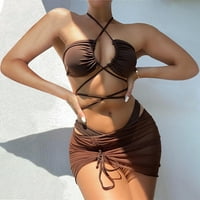 Halter seksi niski setovi za bikini za žene sa pokrivačem kupaćim kupaćim kostima