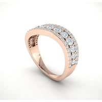 Originalni 2CTW okrugli rez Diamond Prong 3row ženski mladenci vjenčani prsten od prstenastog krutog