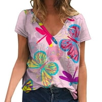 Žene Casual Tee Majica Tech Majica Žene Ljeto Ležerne prilike V V izrez Odštampana majica Kratki rukav
