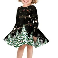 Suhoaziia crna haljina za djecu Veličina za djecu 15-godina Božićna stablo Note Candy uzorak Jump suknja Comfy Crew Playewer With Formalno vjenčanje Gost JumpSkrt sa rukavima