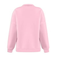Lashall ženska casual moda dugih rukava puna boja Zip džepni duks gornji ružičasti l