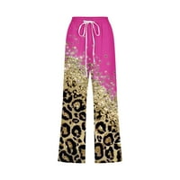 Ylioge Leopard Capri pantalone za žene džepovi ravno ljeto opušteno fit capris crtež visokih struka salon za odmor pantalone pantalone