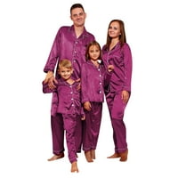 Muški satenski svilena pidžama set satena pidžama pj's Solid porodica podudaranja za spavanje noćne