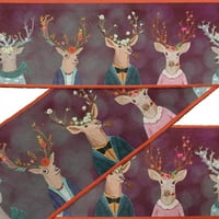 IndijankaVitač Ljubičasta Dot & Reindeer Face Funny Lik tiskani rebrastina obloge Velvet Tkanine za