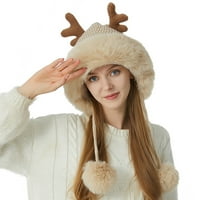 Ženske kape žene pletenje šešir slatka šešir jesenski zima novi šešir za zaštitu od guste toplim ušima