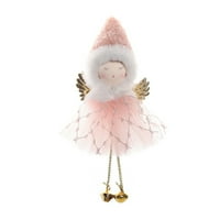 Shulemin Božić Angel Girl Viseće ukras Zlatno krilo Plish Pointy Hat Sequin Tulle Suknje Bell Longe Noge Holiday Xmas Tree Girl Doll Privjesak Dječji poklon
