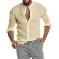 Košulje za muškarce Modni čovjek Dugme V-izrez Dugi rukav Majica Jesen Solid labava bluza vrhovi Khaki