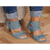 Oucaili ženske haljine sandale peep petene sandale Ljetne casual cipele izdubljene Chunky potpetice