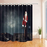 Božićni Djed Mraz koji sjedi na dimnjaku sa poklonima zvjezdanih pozadina poliestera za zavjese od poliestera, zavjesa za tuširanje kupatila