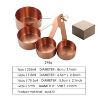 Set za mjerenje od nehrđajućeg čelika za ružičasto zlato: kuhinjski pečenje i kuhanje sa tečnostima,