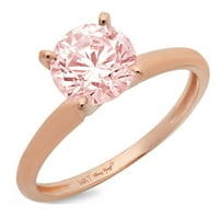 2.0ct okrugli rez ružičasti simulirani dijamant 14k ruža zlatna godišnjica za angažman prsten veličine
