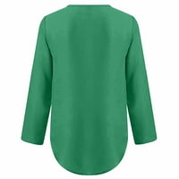 EGMY ženske ljetne majice s dugim rukavima Zip Ležerne prilike TUNIC V-izrez