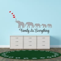 Naljepnice za životinje za dječakovu spavaću sobu - Ljubavni roditelji Slon sa bebima Silhoueta Zidna
