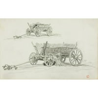 Charles François Daubigny Crni moderni uokvireni muzej umjetnički print pod nazivom - Dvije skice od