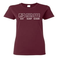 Jedite igru ​​Sleep Video Gamer poklon ventilator Pop kultura Ženska grafička majica, Maroon, 2xL