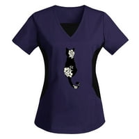 Idoravanski ženski vrhovi čišćenje ljetni modni ženski print V - izrez kratki rukav patchwork majica