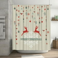 Božićna zavjesa za tuširanje, tkanina tuš za tuš Crizirano drvo i jelen, božićno uređenje kupaonice