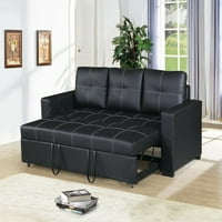 Kauč ​​za kauču kauč izvlače krevet dnevni boravak sjedala za kauč na kauč na kauč na kauč u obliku kože za malog prostora, crna