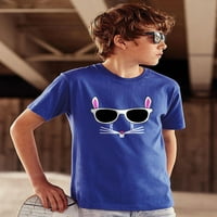 TStars Boys Unise Uskršnje praznične košulje Easter Bunny Rabbit Face sa naočalama Djeca Sretne uskrsne majice za uskrsne poklone za dječju majicu za djecu