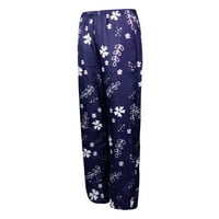 Plus veličine široke pantalone za noge za žene Ležerne prilike sa labavim cvjetnim printom pamučne posteljine