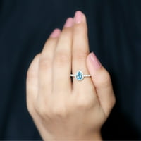CT minimalni švicarski plavi topaz zaručni prsten sa moissitnim naglaskom, 14k bijelo zlato, SAD 11.50