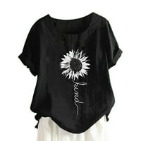 Wozhidase usjev vrhovi za žene modni ženski suncokret za ispis Ležerne majice kratki rukav O-izrez bluza