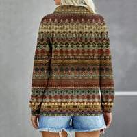 Ženski plemenski Aztec Ispis pulover Dukseri, Jesen Zimski stilski zip V izrez dugih rukava, prevelizirane