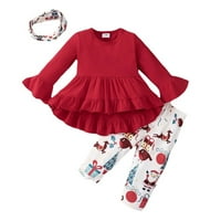 Slatka modna odjeća set za djevojčice za dijete Djevojke odjeća Božić s dugim rukavima ruffles Tors