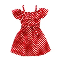 3- godine Toddler Baby Girls Haljina za sunčanje Crvena polka Dress haljina bez rukava