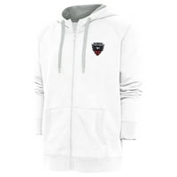 Muška antigua bijela D.C. United logotip pobjeda punog zip hoodie