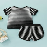 Canrulo Toddler Baby Girls Boys Kids Ljetna odjeća Kratki rukav Stripe majica Tors + kratke hlače Outfits
